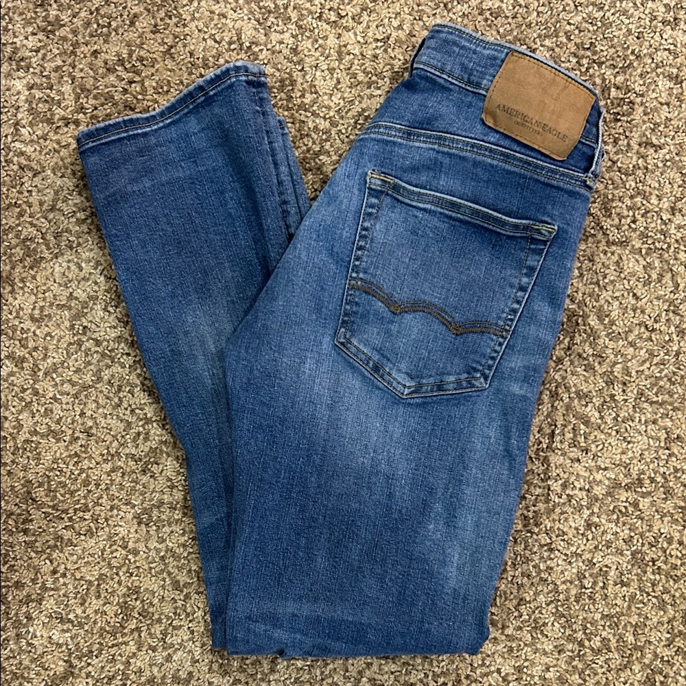 American Eagle Outfitters Blue Jeans with Tan Patch